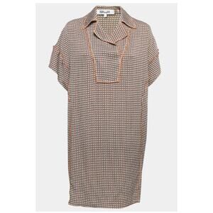 Diane Von Furstenberg Silk Windowpane Shirt Shift Mini Dress Women's Medium